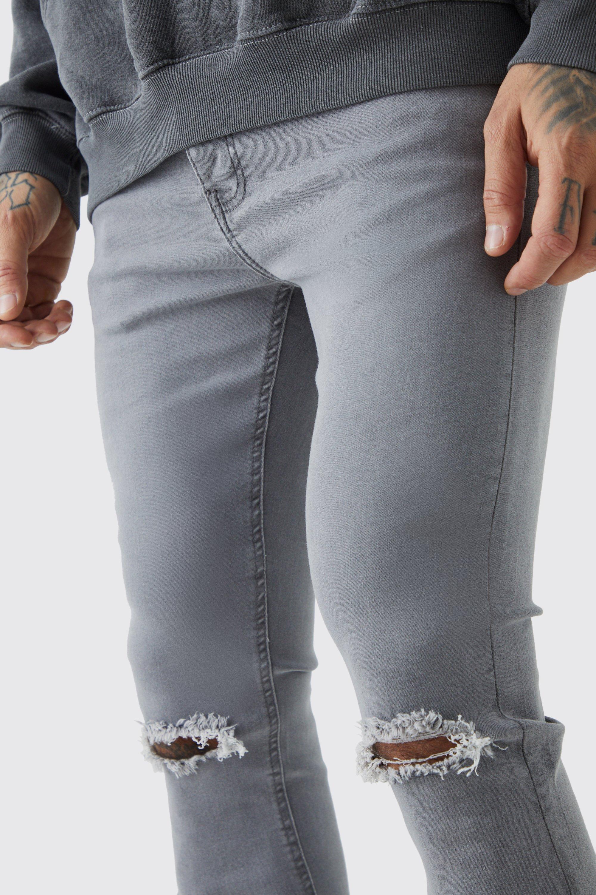 Grey ripped best sale knee skinny jeans